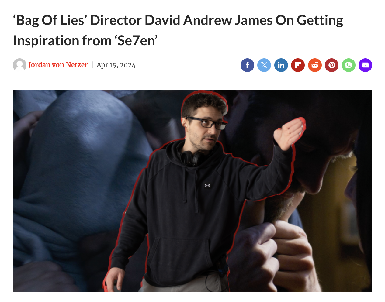 ‘Bag Of Lies’ Director David Andrew James On Getting Inspiration from ‘Se7en’